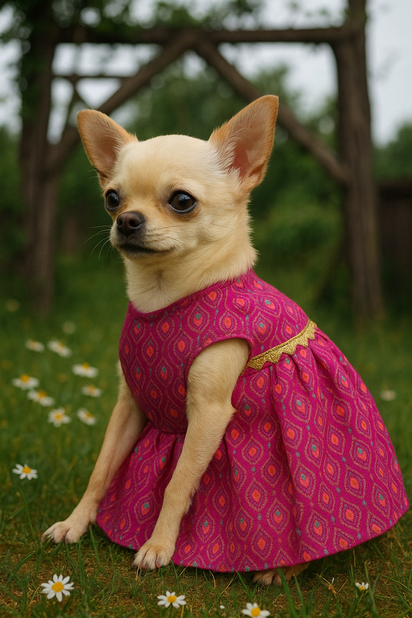 Unleash Your Pet's Inner Royalty: Introducing Petaloons' Exquisite Pink Dog Lehenga!