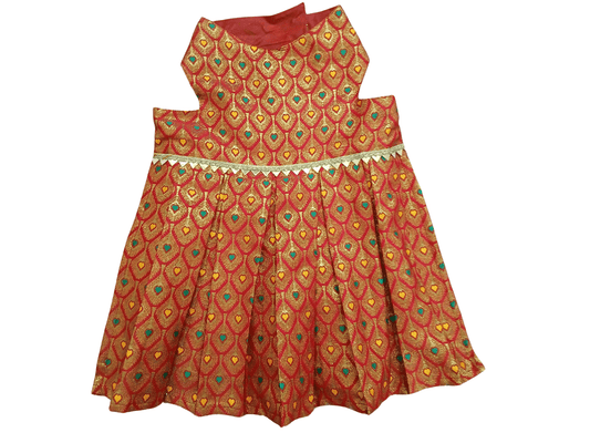 Regal Maroon & Gold Brocade Sherwani & Lehenga Set for Dogs – Festive Couple Outfit by Petaloons - Petaloons