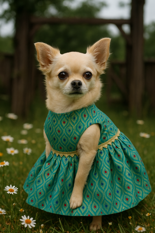 Dog Lehenga - Ethnic Pet Apparel | Festive Dog Dress, Cat Dress - Green - Petaloons