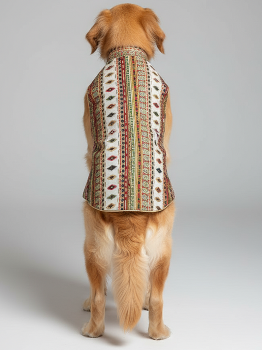 Designer Dog Sherwani – Ethnic Indian Outfit for Pets (Multicolor Pattern)