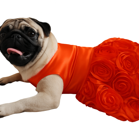 Orange Pet Frock for Dogs and Cats – Dress for Small & Medium Breeds – Lightweight & Comfortable Pet Apparel - Petaloons
