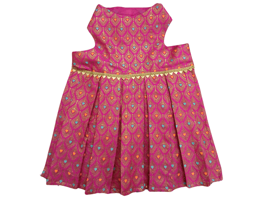 Royal Ethnic Couple Dress for Dogs – Pink Brocade Sherwani & Lehenga Set | Petaloons - Petaloons