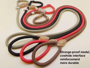 Customized Adjustable Nylon Round Rope Dog Leash with Collar – Multiple Colors & Durable Design - Petaloons