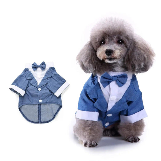 Dog Wedding Outfit | Pet Party Wear | Blue Tuxedo - Petaloons