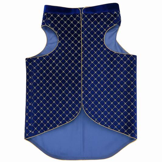 Navy Blue Designer Sherwani for Dogs – Ethnic Dog Outfit for Weddings & Festive Wear | Royal Indian Dog Costume - Petaloons