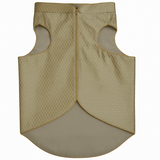 Dog Sherwani in Vintage Olive | Traditional Wedding & Festive Wear for Dogs | Premium Brocade Fabric | Adjustable Fit - Petaloons