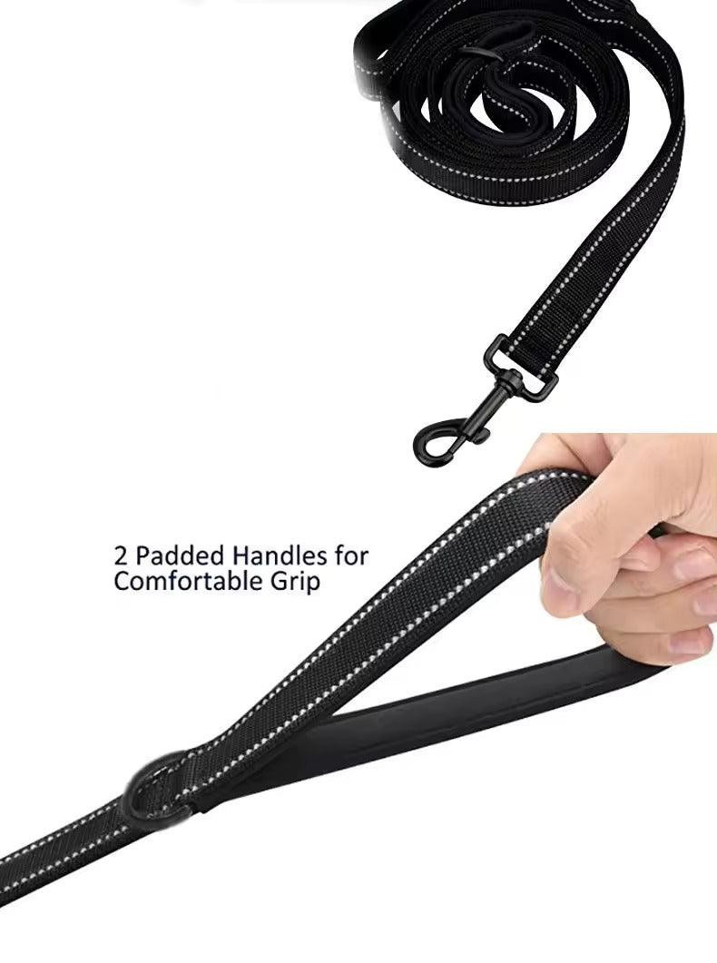 Nylon Dog Leash – Heavy Duty with Double Neoprene Padded Traffic Handle - Petaloons