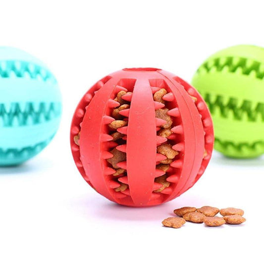 Rubber Treat Dispensing Ball - Food Puzzle & Indestructible Dog Chew Toy for Aggressive Chewers - Petaloons