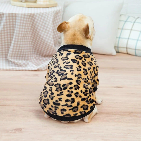 Winter Warm Soft Leopard Cow Pet Clothes For Small Dogs - Petaloons