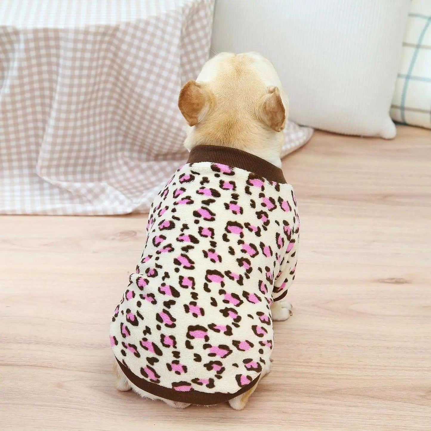 Winter Warm Soft Leopard Cow Pet Clothes For Small Dogs - Petaloons