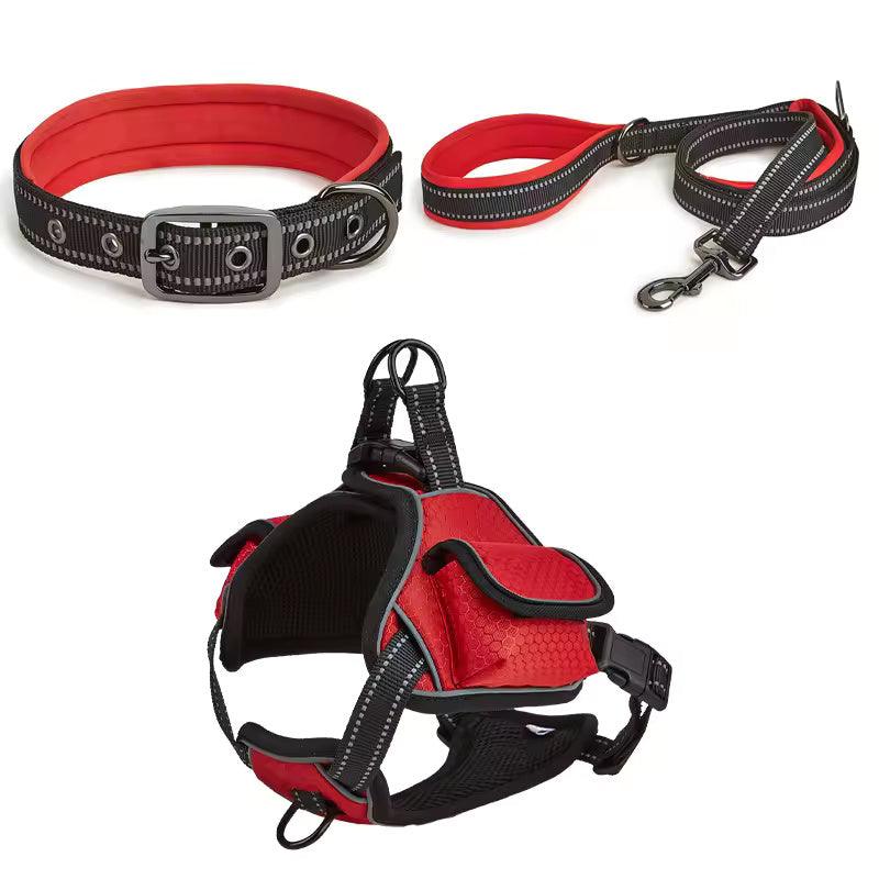 Hot Sell Luxury Reflective Dog Leash and Harness Set – Adjustable Breathable Harness with Metal Buckle for Large Dogs - Petaloons