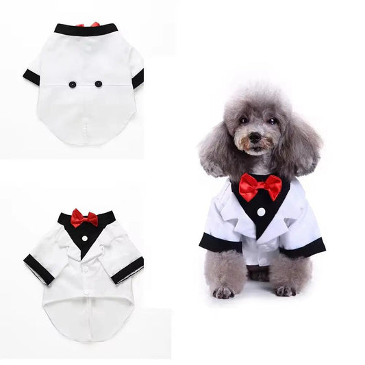 Dog Wedding Outfit | Pet Party Wear | White Tuxedo - Petaloons