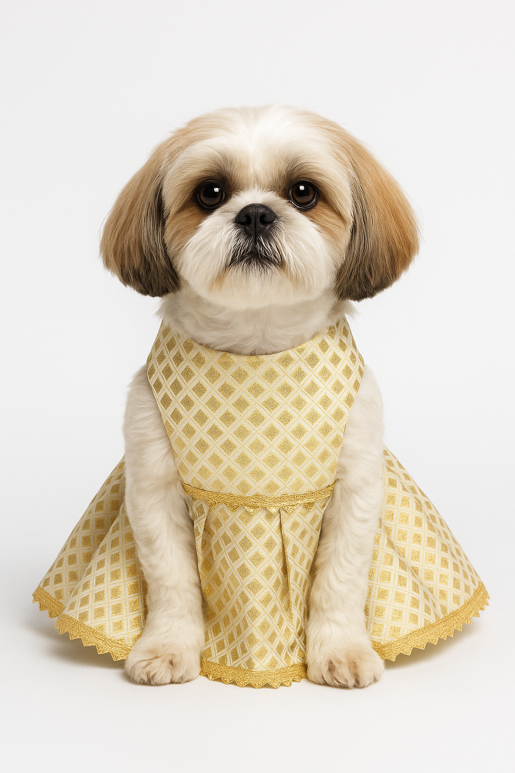 Gold Designer Dog Lehenga by Petaloons