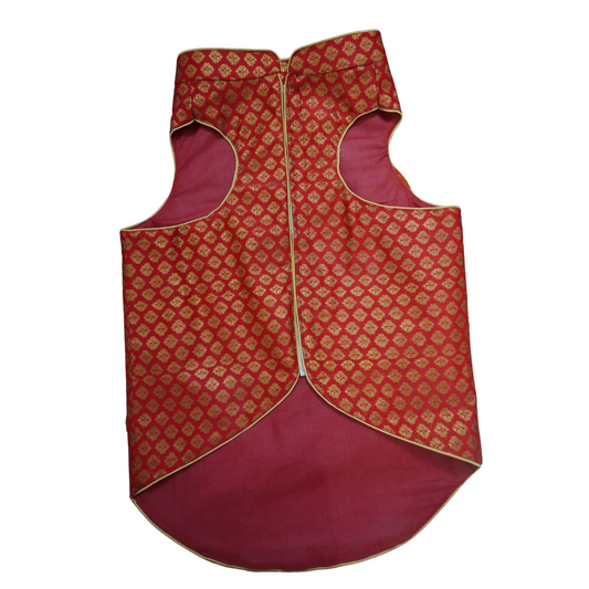 Red Designer Dog Sherwani | Ethnic Wear for Dogs | Pet Wedding & Festive Outfit