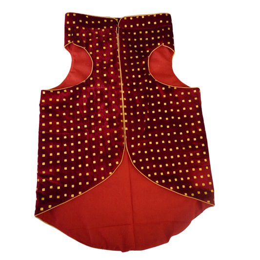 Designer Red Dog Sherwani | Ethnic Wedding & Festive Wear for Dogs | Premium Brocade