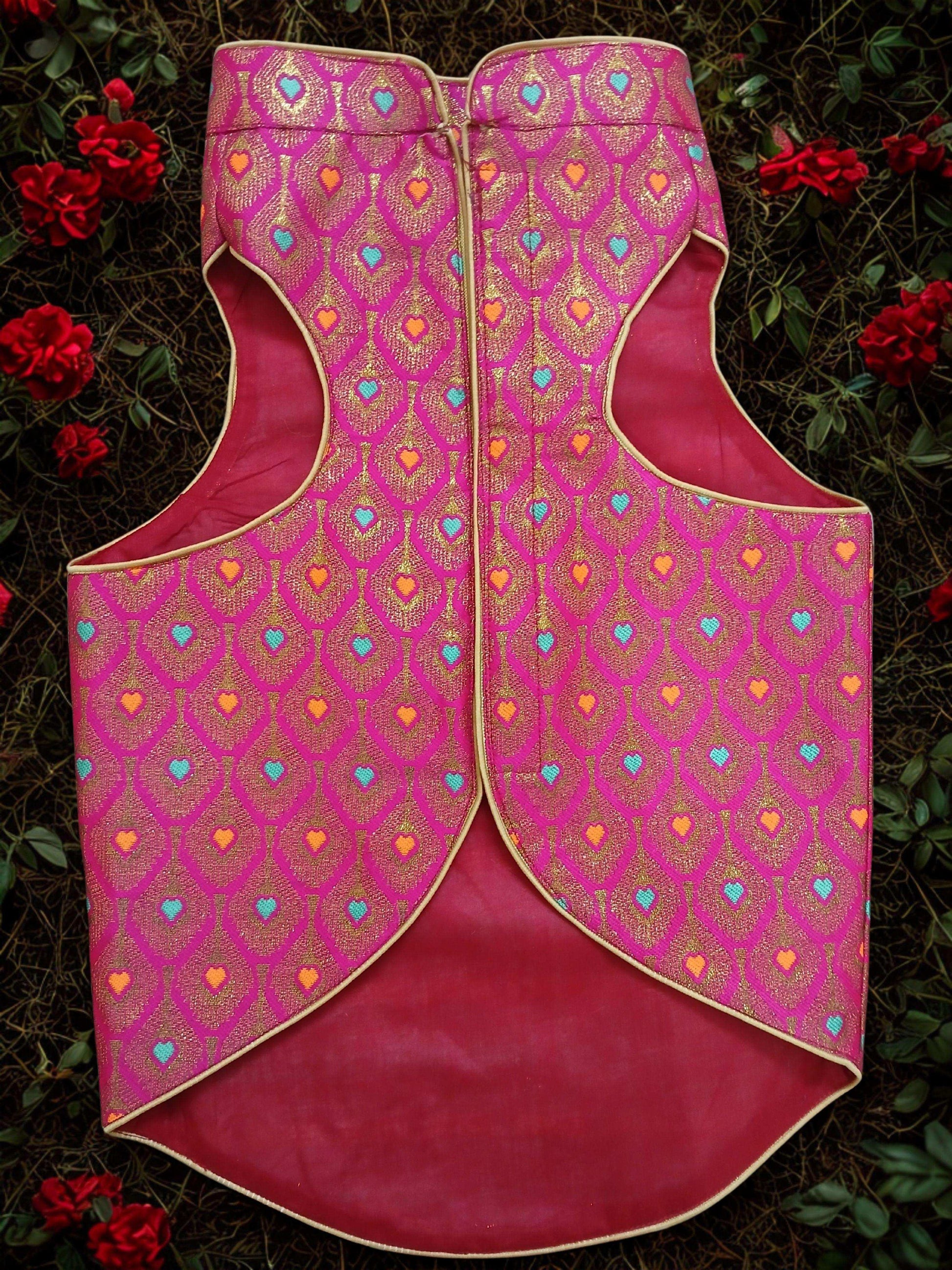 Petaloons Dog Sherwani - Pink - Traditional Ethnic Outfit for Dogs | Premium Wedding Dress for Small, Medium, and Large Dogs s | Petaloons India