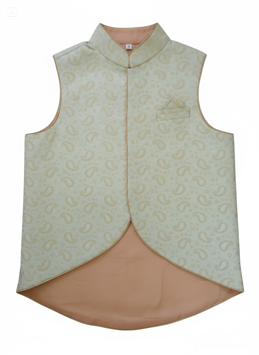 Light Cream Dog Sherwani with Golden Embroidery – Premium Ethnic Wear for Weddings & Festive Occasions | Petaloons®