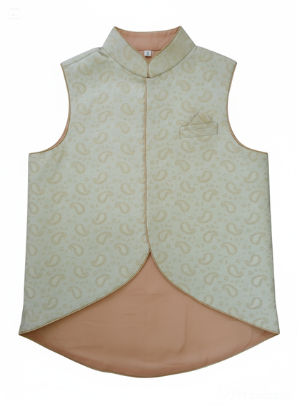 Light Cream Dog Sherwani with Golden Embroidery – Premium Ethnic Wear for Weddings & Festive Occasions | Petaloons®