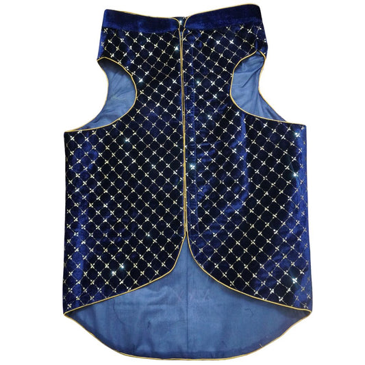 Navy Blue Designer Sherwani for Dogs – Ethnic Dog Outfit for Weddings & Festive Wear | Royal Indian Dog Costume