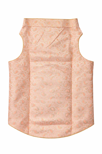 Light pink sleeveless top with a subtle pattern on a white background