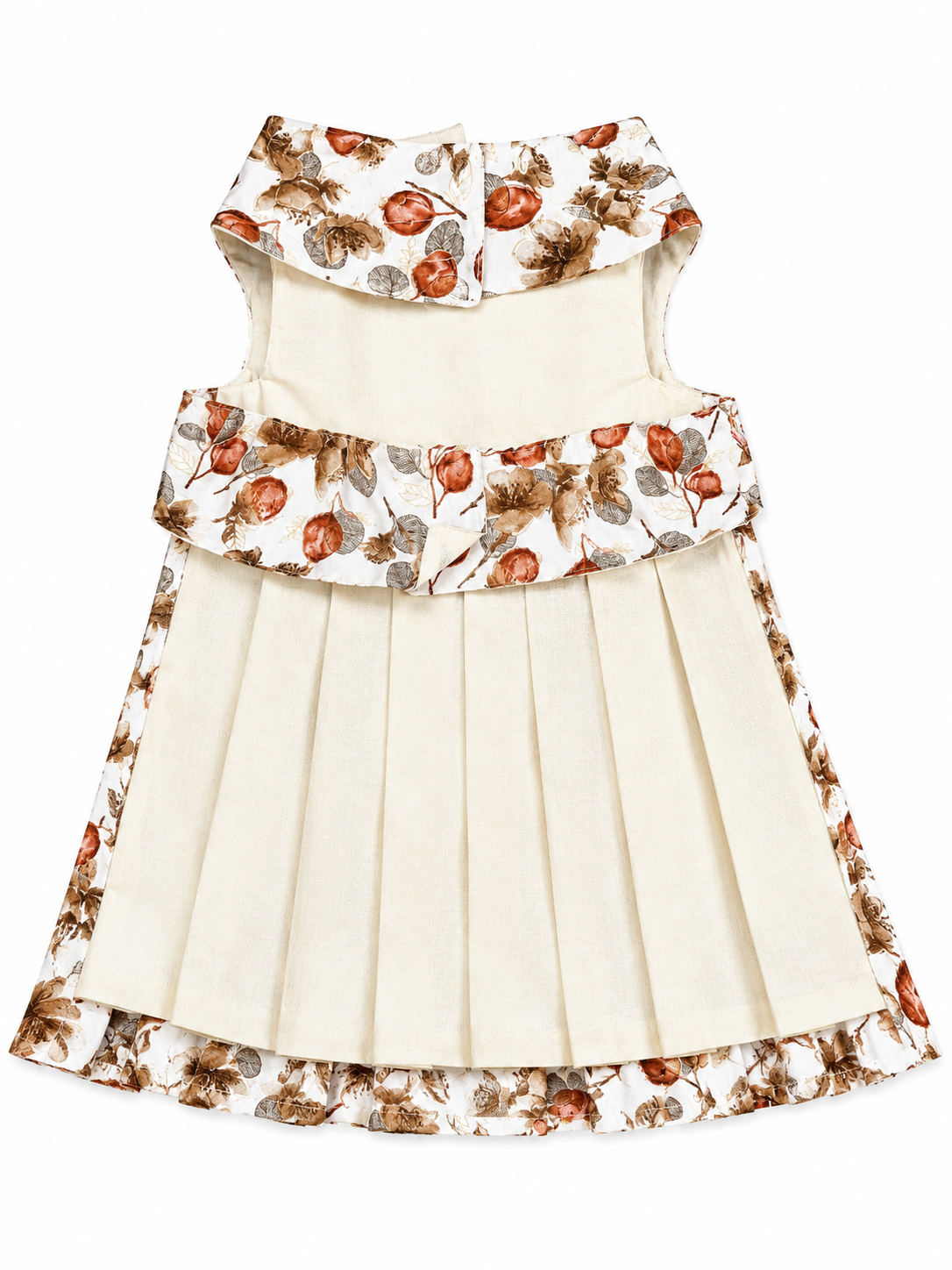 White dress with floral pattern on a white background