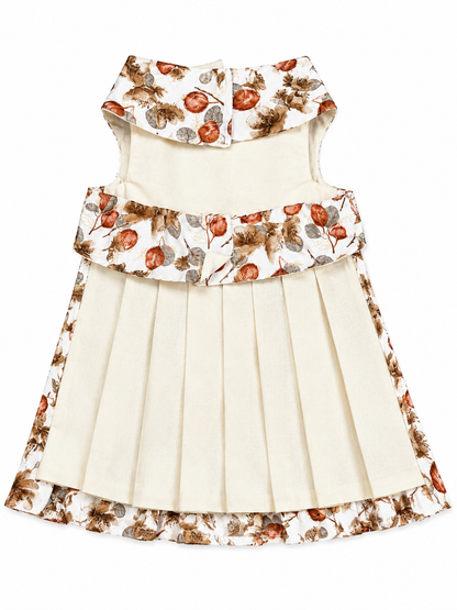 White dress with floral pattern on a white background