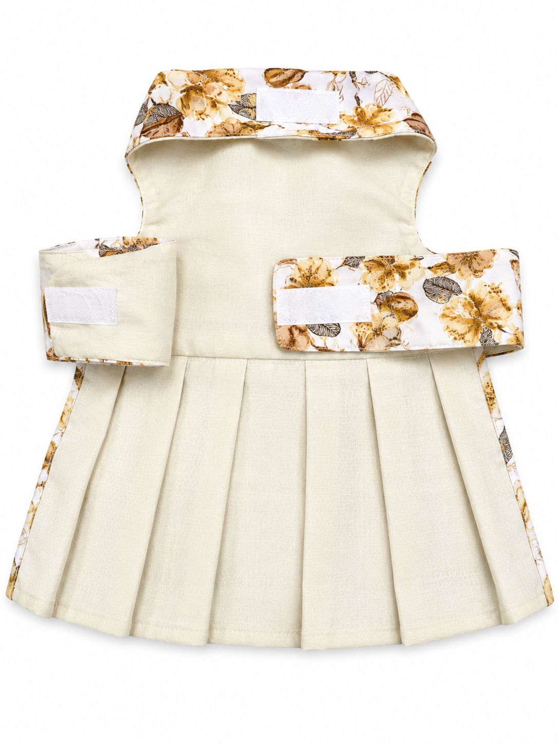 Dog dress with floral pattern on a white background
