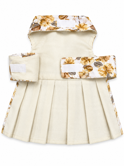Dog dress with floral pattern on a white background