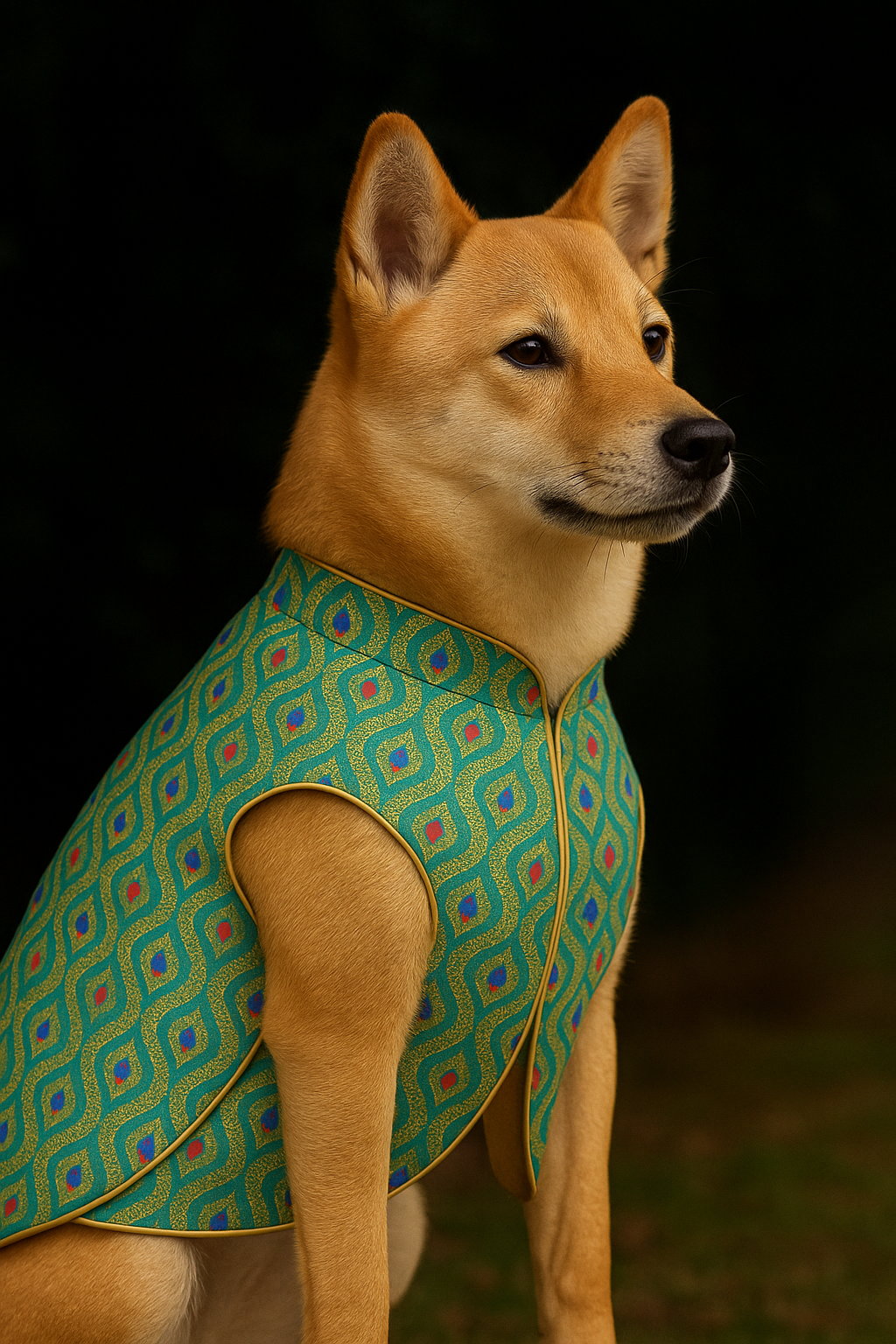 Green Dog Sherwani Ethnic Wedding Outfit, Breathable Fabric Petaloons Green Dog Sherwani Ethnic Wedding Outfit, Breathable Fabric Petaloons