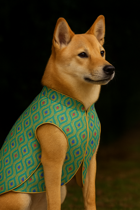 Petaloons Dog Sherwani - Green - Traditional Ethnic Outfit for Dogs | Premium Wedding Dress for Small, Medium, and Large Dogs
