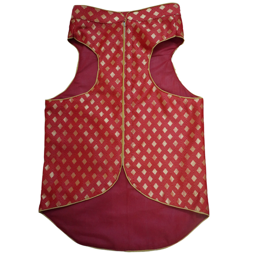 Royal Red Pet Sherwani – Ethnic Dog & Cat Outfit for Weddings & Festivals | Comfortable & Stylish | Petaloons