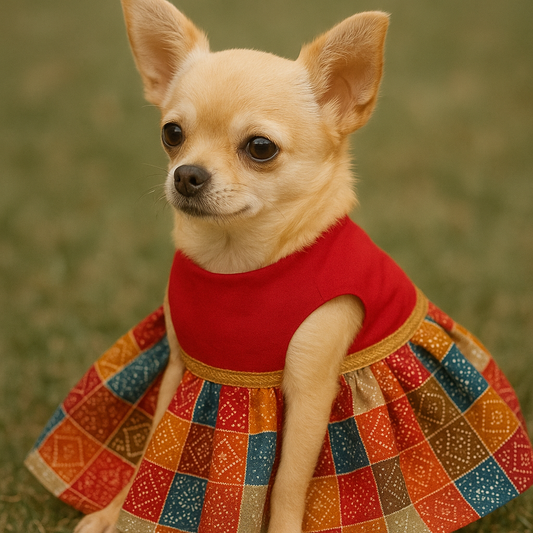 Red Dog Lehenga – Traditional Indian Ethnic Wear for Dogs | Festive & Wedding Pet Dress by Petaloons - Petaloons