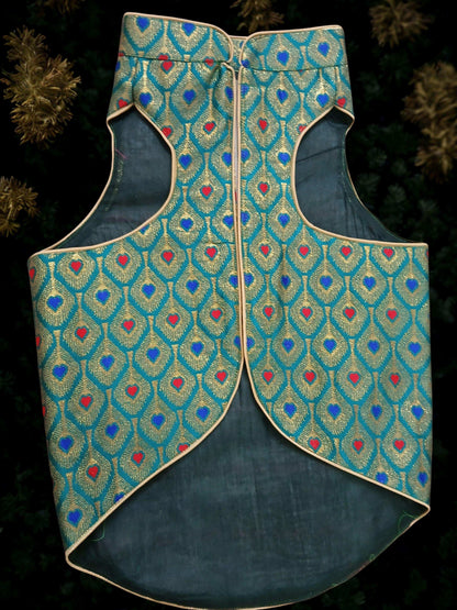 Petaloons Dog Sherwani - Green - Traditional Ethnic Outfit for Dogs | Premium Wedding Dress for Small, Medium, and Large Dogs s | Petaloons India