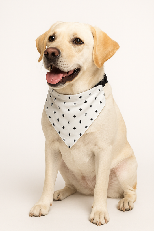 White Dog Bandana – Traditional Ethnic Cotton Scarf for Dogs | Reversible & Adjustable Pet Accessory