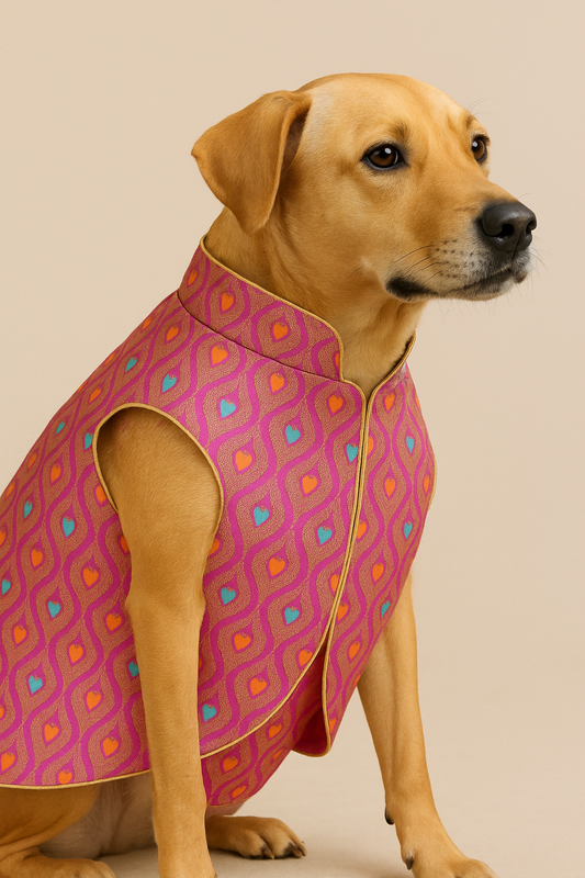 Petaloons Dog Sherwani - Pink - Traditional Ethnic Outfit for Dogs | Premium Wedding Dress for Small, Medium, and Large Dogs