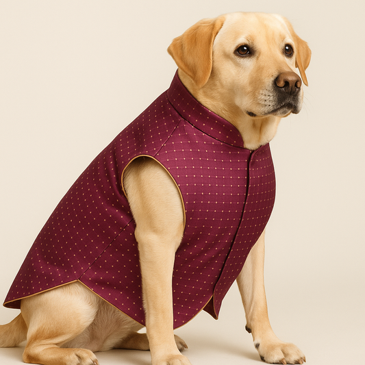 Maroon Designer Dog Sherwani | Ethnic Wedding & Festive Outfit for Dogs