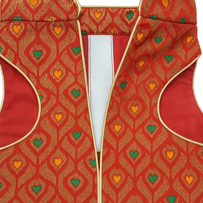 Petaloons Dog Sherwani - Red - Traditional Ethnic Outfit for Dogs | Premium Wedding Dress for Small, Medium, and Large Dogs - Petaloons