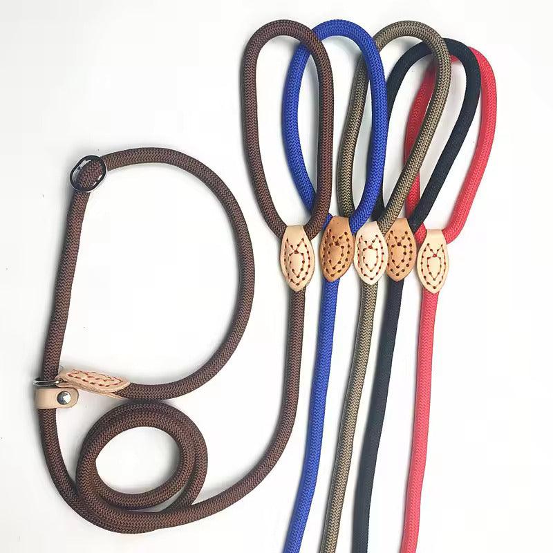 Customized Adjustable Nylon Round Rope Dog Leash with Collar – Multiple Colors & Durable Design - Petaloons