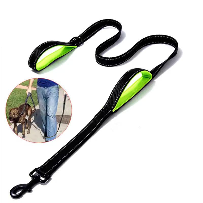 Nylon Dog Leash – Heavy Duty with Double Neoprene Padded Traffic Handle - Petaloons