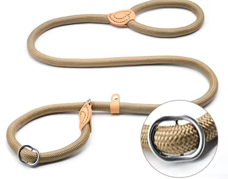 Customized Adjustable Nylon Round Rope Dog Leash with Collar – Multiple Colors & Durable Design - Petaloons